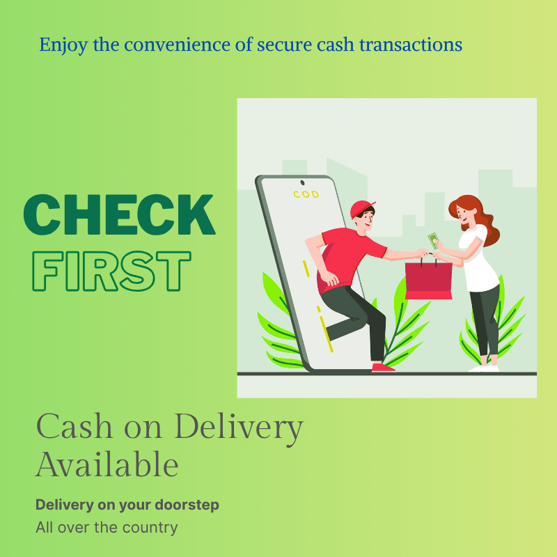 llustration of a delivery person handing a package to a customer with cash on delivery option in Bangladesh